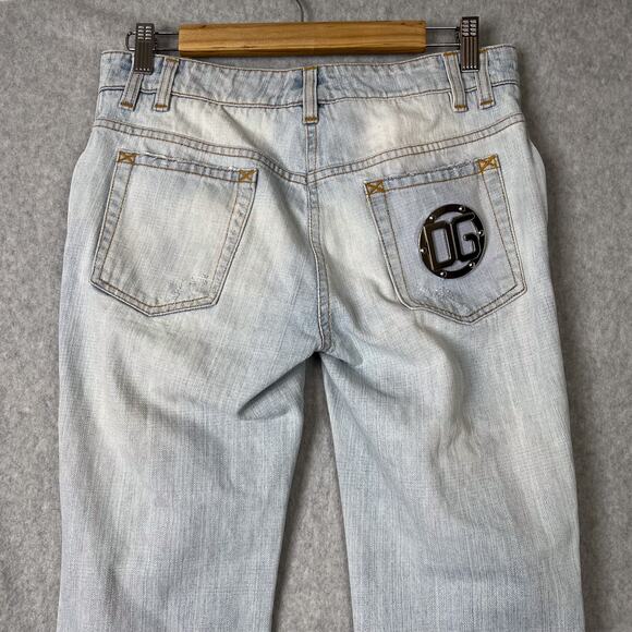 Dolce & Gabbana Distressed Low Rise Light Wash Jeans Size 42 Y2K - Picture 1 of 10